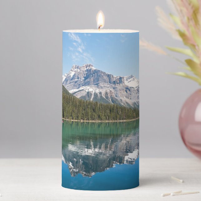 Canoe on famous Emerald Lake - Yoho NP, Canada Pillar Candle (In Situ)