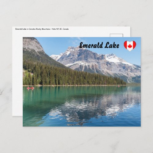 Canoe on famous Emerald Lake _ Yoho NP Canada Postcard