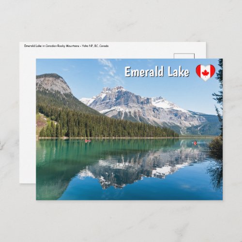 Canoe on famous Emerald Lake _ Yoho NP Canada Postcard