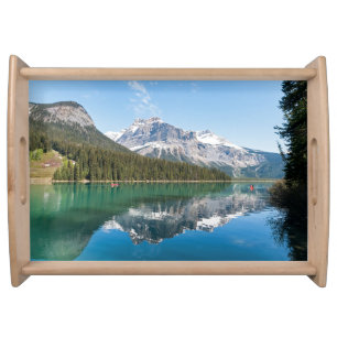 Canoe on famous Emerald Lake - Yoho NP, Canada Serving Tray