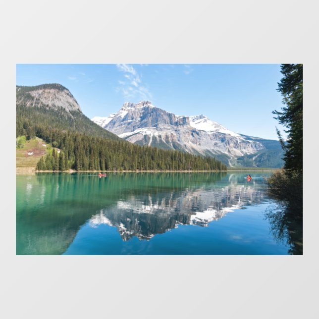 Canoe on famous Emerald Lake - Yoho NP, Canada Window Cling (Sheet)