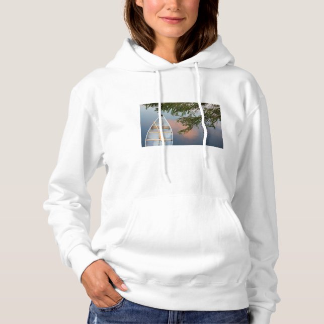 Canoe on lake at sunset, Canada Hoodie (Front)