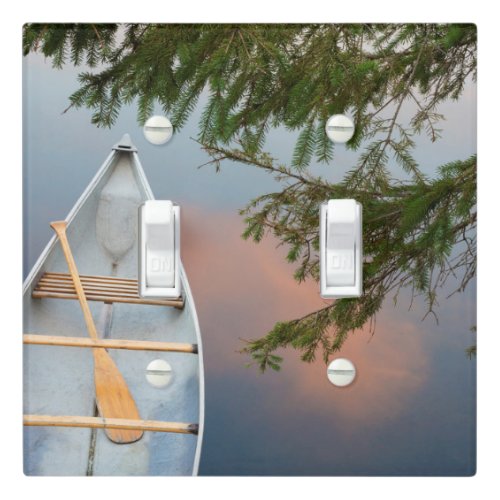 Canoe on lake at sunset Canada Light Switch Cover