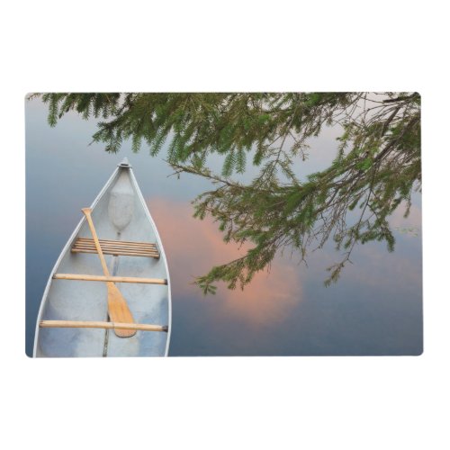 Canoe on lake at sunset Canada Placemat