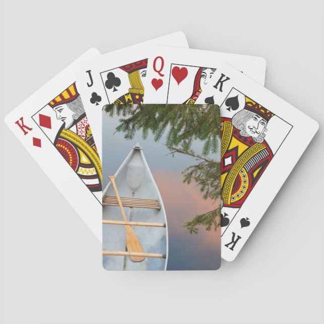 Canoe on lake at sunset, Canada Poker Cards (Back)