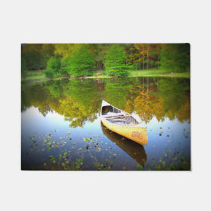 Canoe on Lake Door Mat