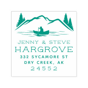 Canoe On Peaceful Lake Rustic Return Address Self-inking Stamp