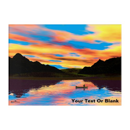 Canoe On Sunset Lake Acrylic Print
