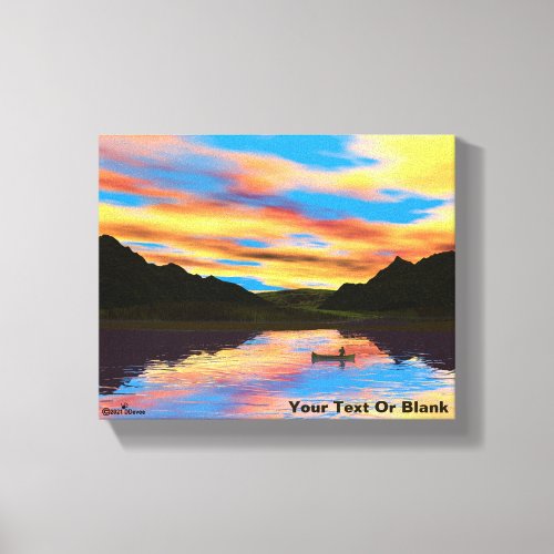 Canoe On Sunset Lake Canvas Print