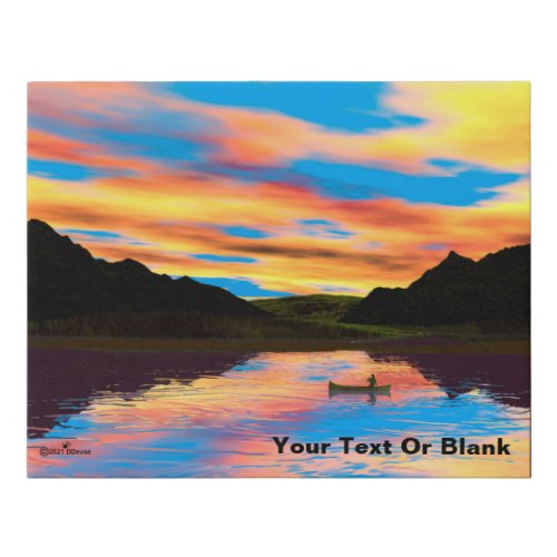 Canoe On Sunset Lake  Faux Canvas Print