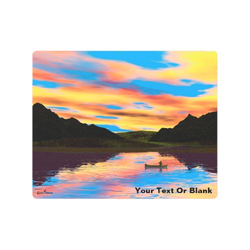 Canoe On Sunset Lake Metal Print