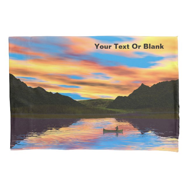 Canoe On Sunset Lake Pillow Case (Front)