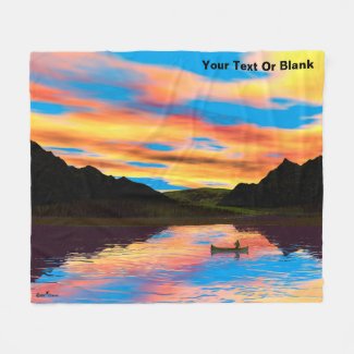 Canoe On Sunset Lake Throw Blanket