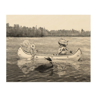 Canoe on the Lake Wood Wall Art