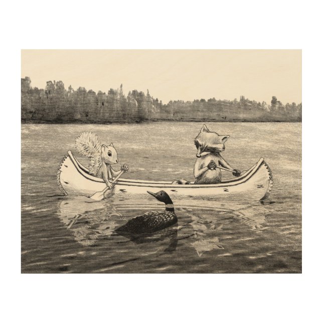 Canoe on the Lake Wood Wall Art (Front)