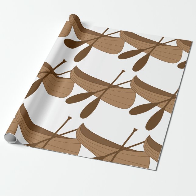 Canoe & Paddles Wrapping Paper (Unrolled)