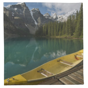 Canoe parked at a dock along Moraine Lake, Banff Napkin