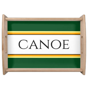 CANOE Retro Green White Yellow Orange Stripes Serving Tray