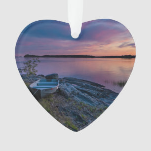 Canoe River Lake Water Dated Photo Custom Ornament