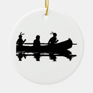 Canoe Silhouette Ceramic Ornament