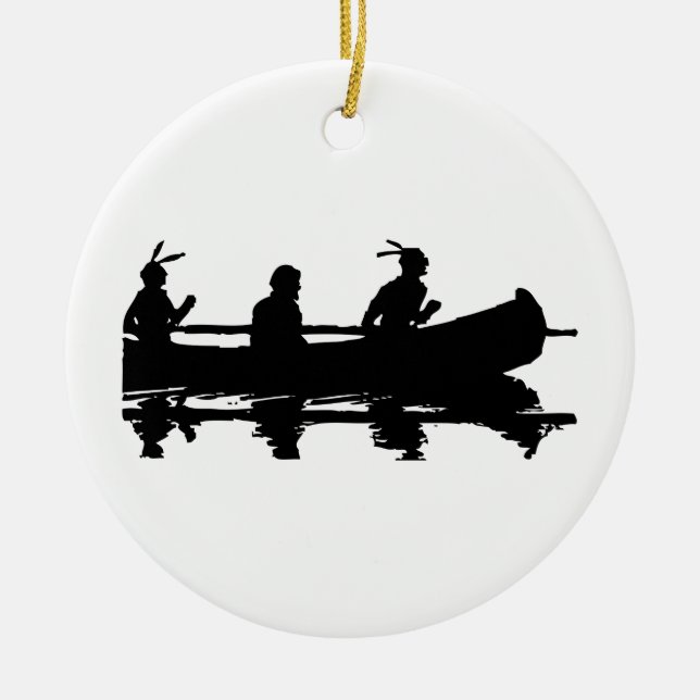 Canoe Silhouette Ceramic Ornament (Front)