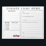 Canoe Summer Camp News Notepad<br><div class="desc">Help your child keep in touch with this fill in the blank camp stationery. Please see all photos. Features a canoe in the blank note box for he or she to handwrite their own personal message.</div>