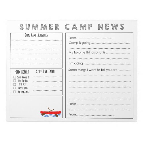 Canoe Summer Camp News Notepad