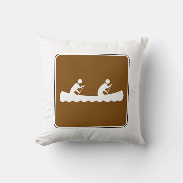 Canoe Symbol Sign Throw Pillow (Front)