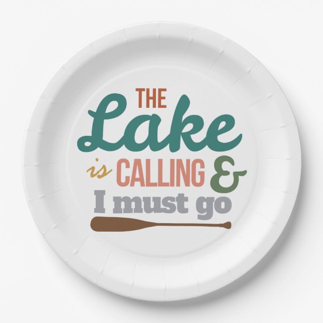 Canoe The Lake Is Calling And I Must Go Gift Idea Paper Plates (Front)