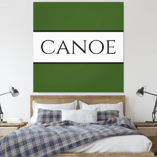 CANOE Wide Forest Green White Summer Stripes Canvas Print