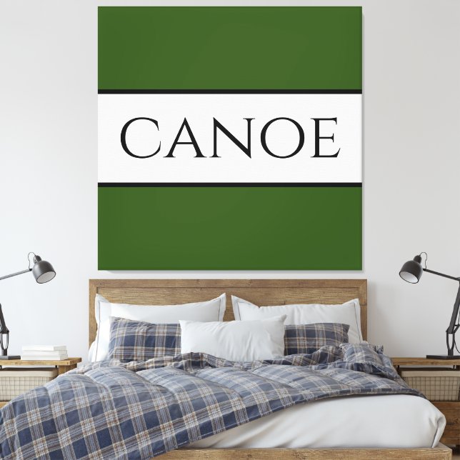 CANOE Wide Forest Green White Summer Stripes Canvas Print (Insitu(Bedroom))