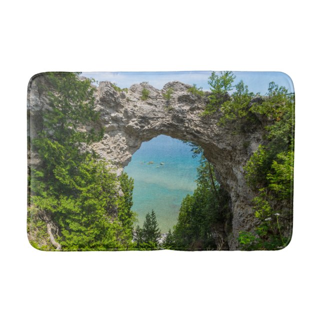 Canoeing At Arch Rock Bath Mat (Front)