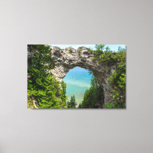 Canoeing At Arch Rock Canvas Print