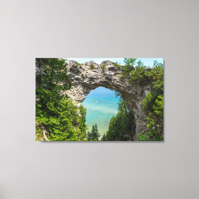 Canoeing At Arch Rock Canvas Print (Front)