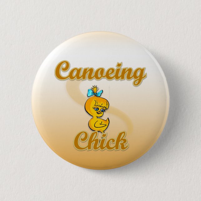 Canoeing Chick Pinback Button (Front)