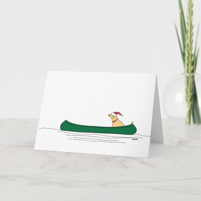 Canoeing Christmas Pup Card (Front)