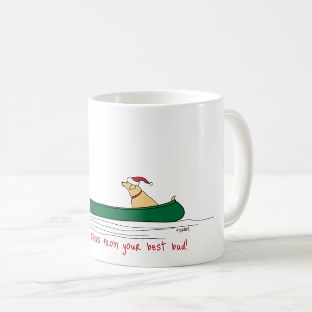Canoeing Christmas Pup Coffee Mug (Front Right)