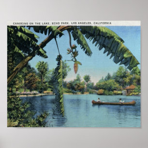 Canoeing, Echo Park, Los Angeles Vintage Poster