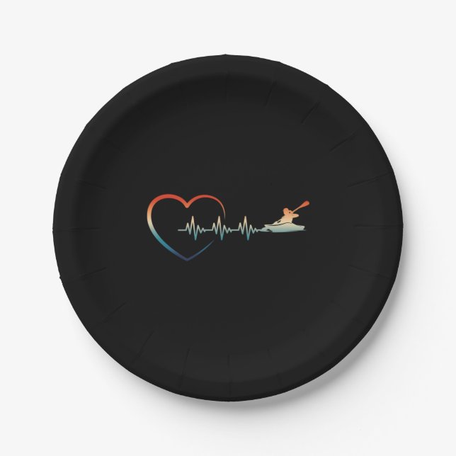 Canoeing Heartbeat Kayaking Paper Plates (Front)