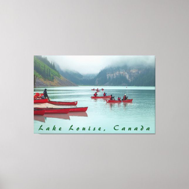Canoeing in Lake Louise Canvas Print (Front)