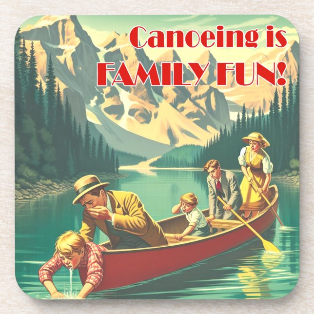Canoeing Is Family Fun Beverage Coaster (Front)