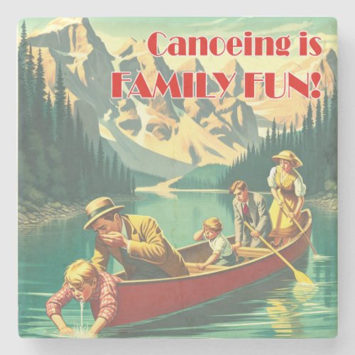 Canoeing Is Family Fun Stone Coaster