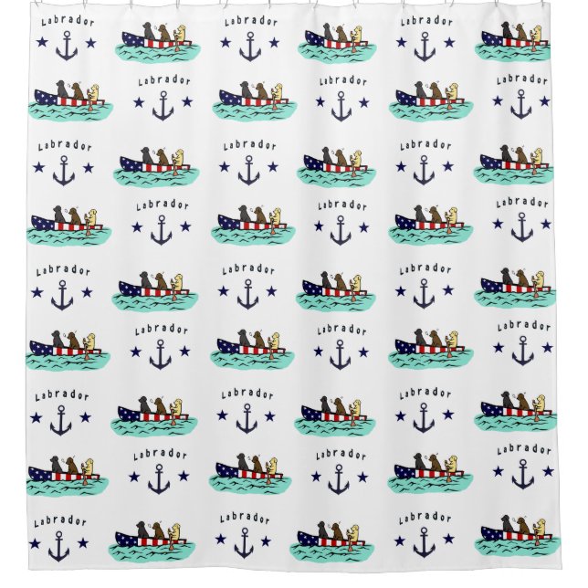 Canoeing Labrador Beach House Shower Curtain (Front)