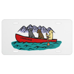 Canoeing Labrador Retrievers in the Mountain License Plate