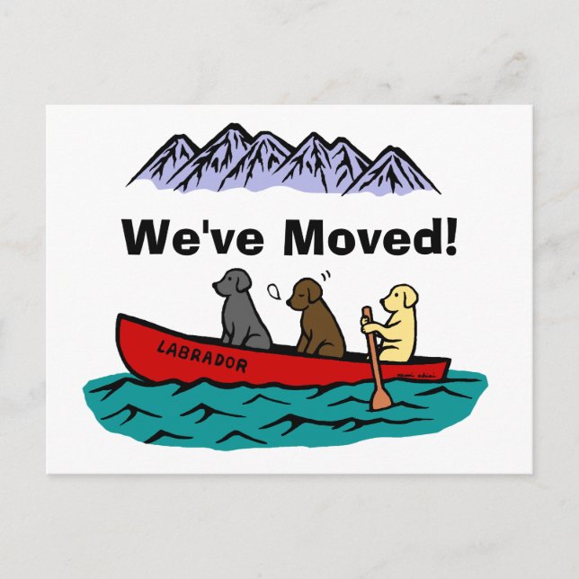 Canoeing Labrador Retrievers New Address Announcement Postcard (Front)