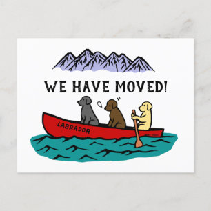 Canoeing Labrador Retrievers New Address Announcement Postcard
