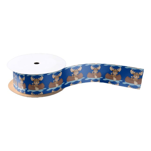 Canoeing moose gift fun ribbon (Spool)