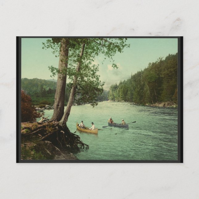 Canoeing on an Adirondack Mountain Stream Postcard (Front)