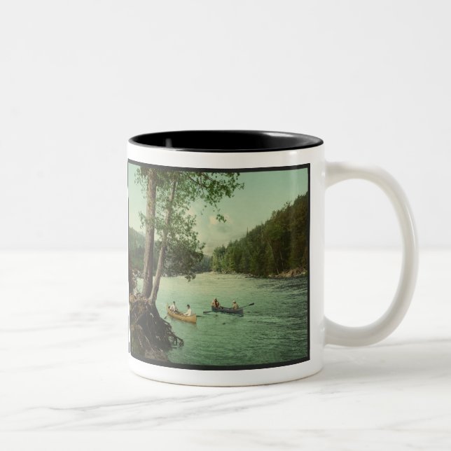 Canoeing on an Adirondack Mountain Stream Two-Tone Coffee Mug (Right)