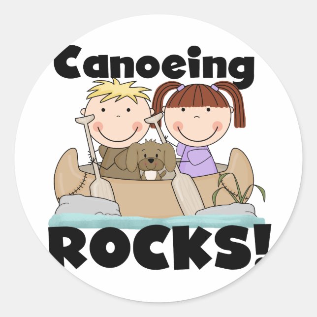 Canoeing Rocks Two Tshirts and Gifts Classic Round Sticker (Front)